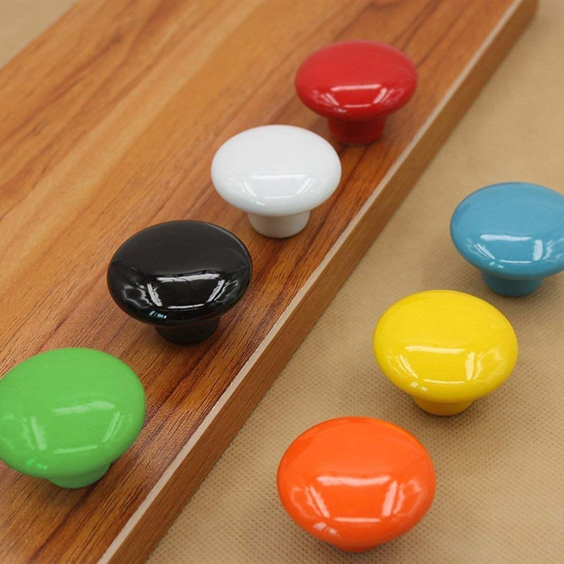 Mallofusa 32mm Cabinet Ceramic Round Pull Knobs for Drawer Dresser Kitchen Wardrobe Handles 10 PCS Yellow - Image 5